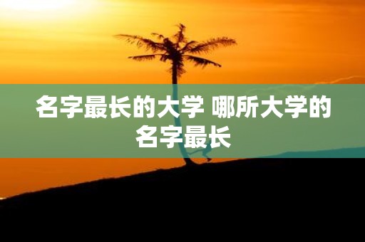 名字最长的大学 哪所大学的名字最长