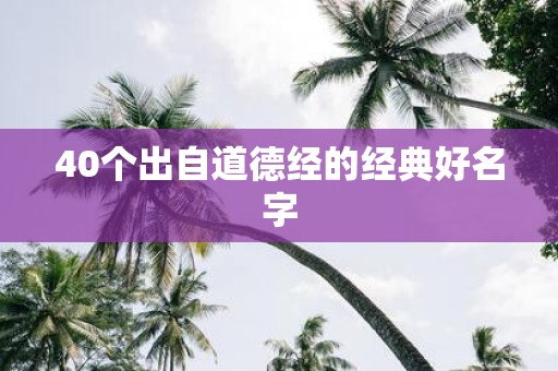 40个出自道德经的经典好名字
