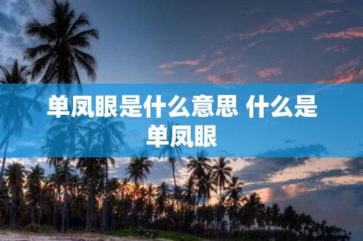 单凤眼是什么意思 什么是单凤眼
