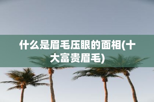 什么是眉毛压眼的面相(十大富贵眉毛)