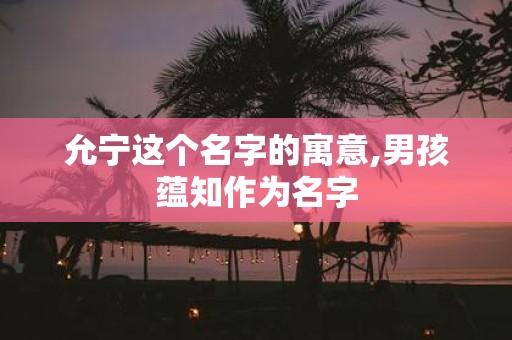 允宁这个名字的寓意,男孩蕴知作为名字