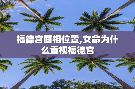 福德宫面相位置,女命为什么重视福德宫