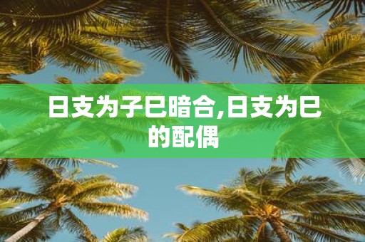 日支为子巳暗合,日支为巳的配偶