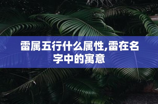 雷属五行什么属性,雷在名字中的寓意