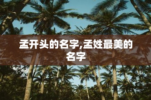 孟开头的名字,孟姓最美的名字