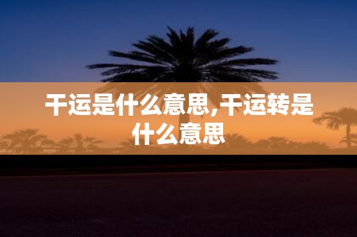 干运是什么意思,干运转是什么意思
