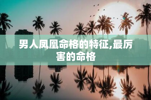 男人凤凰命格的特征,最厉害的命格