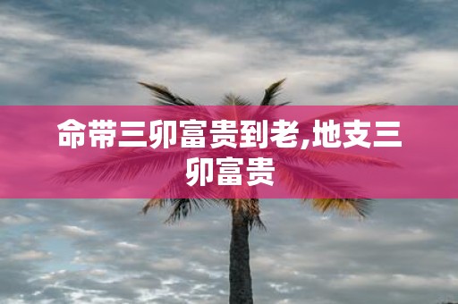 命带三卯富贵到老,地支三卯富贵