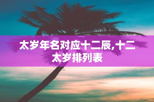 太岁年名对应十二辰,十二太岁排列表