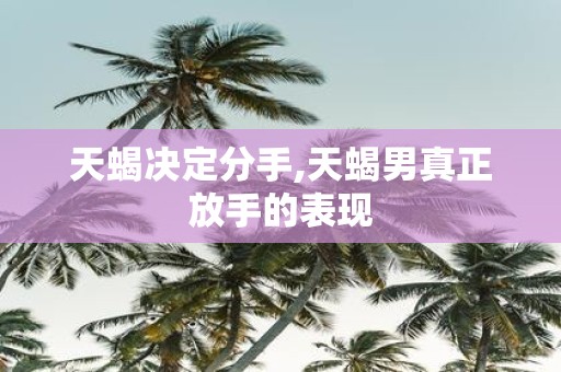 天蝎决定分手,天蝎男真正放手的表现