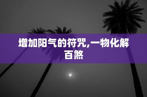 增加阳气的符咒,一物化解百煞