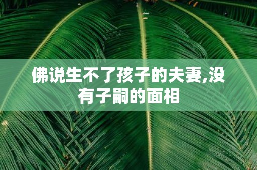 佛说生不了孩子的夫妻,没有子嗣的面相
