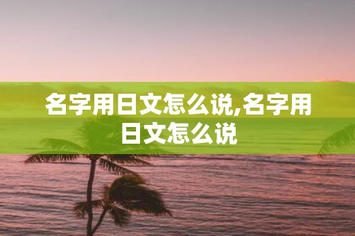 名字用日文怎么说,名字用日文怎么说