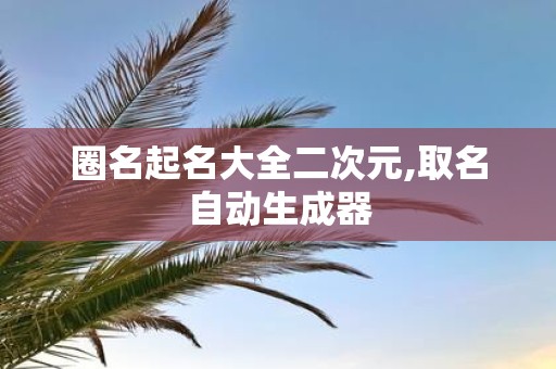 圈名起名大全二次元,取名自动生成器