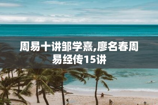 周易十讲邹学熹,廖名春周易经传15讲