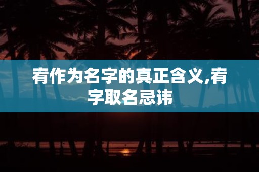 宥作为名字的真正含义,宥字取名忌讳