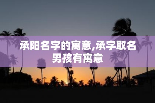 承阳名字的寓意,承字取名男孩有寓意