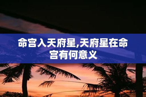 命宫入天府星,天府星在命宫有何意义
