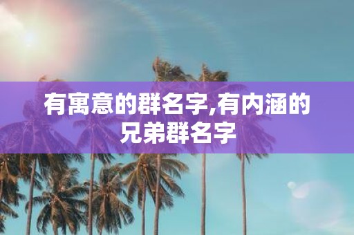 有寓意的群名字,有内涵的兄弟群名字