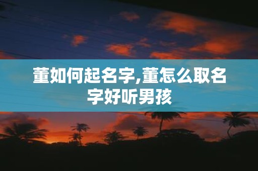 董如何起名字,董怎么取名字好听男孩