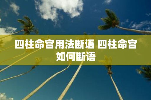四柱命宫用法断语 四柱命宫如何断语