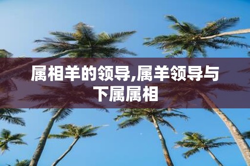 属相羊的领导,属羊领导与下属属相