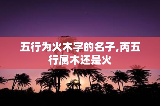 五行为火木字的名子,芮五行属木还是火