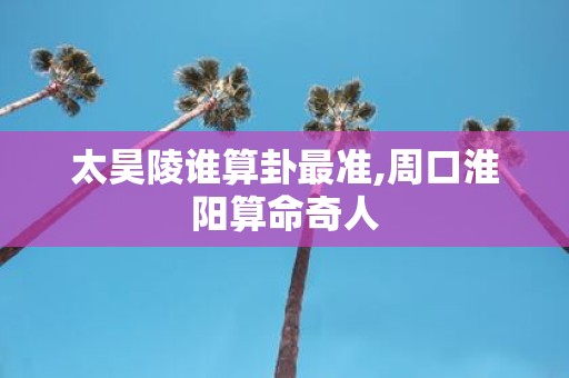 太昊陵谁算卦最准,周口淮阳算命奇人