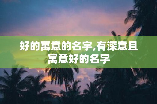 好的寓意的名字,有深意且寓意好的名字