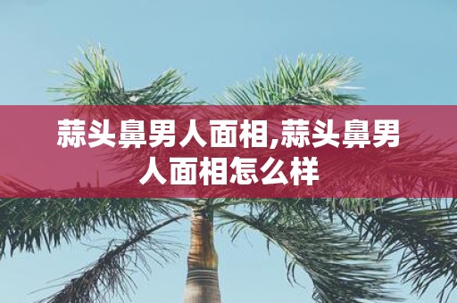 蒜头鼻男人面相,蒜头鼻男人面相怎么样