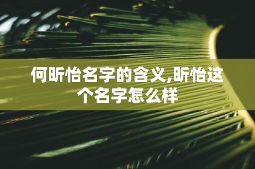 何昕怡名字的含义,昕怡这个名字怎么样