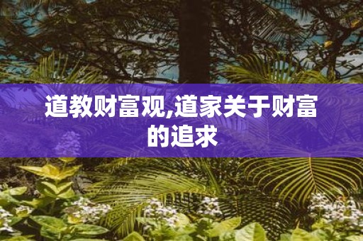道教财富观,道家关于财富的追求