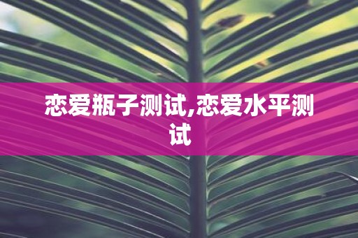恋爱瓶子测试,恋爱水平测试