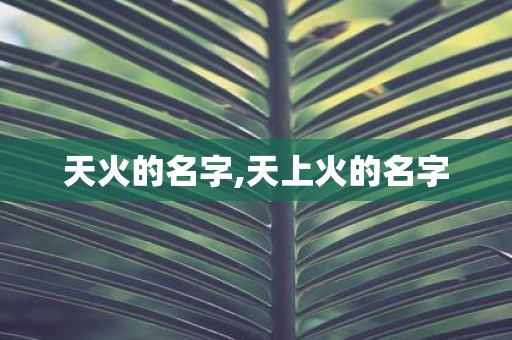 天火的名字,天上火的名字