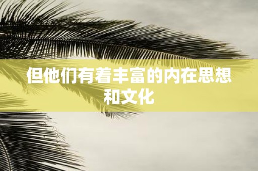 但他们有着丰富的内在思想和文化