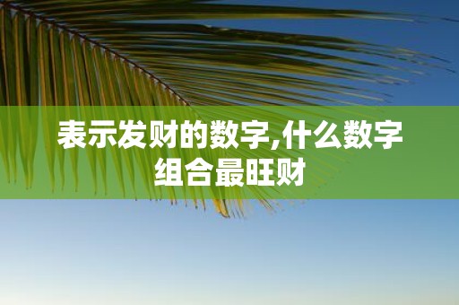 表示发财的数字,什么数字组合最旺财