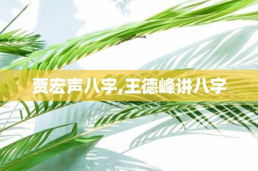 贾宏声八字,王德峰讲八字