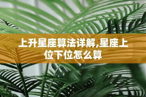 上升星座算法详解,星座上位下位怎么算