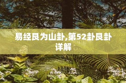 易经艮为山卦,第52卦艮卦详解