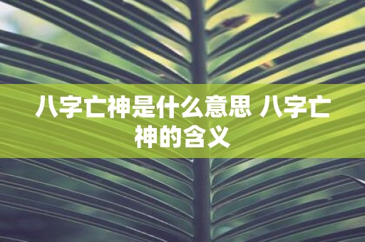 八字亡神是什么意思 八字亡神的含义