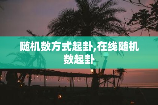 随机数方式起卦,在线随机数起卦