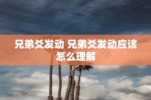 兄弟爻发动 兄弟爻发动应该怎么理解