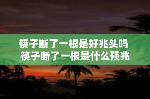 筷子断了一根是好兆头吗 筷子断了一根是什么预兆