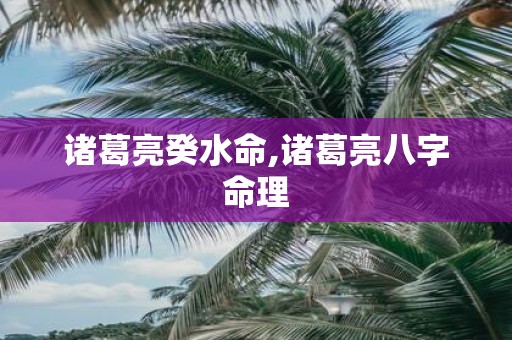 诸葛亮癸水命,诸葛亮八字命理