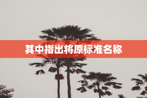 其中指出将原标准名称