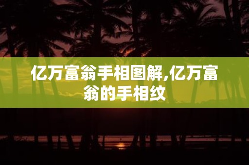 亿万富翁手相图解,亿万富翁的手相纹