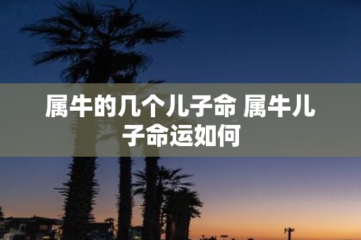 属牛的几个儿子命 属牛儿子命运如何