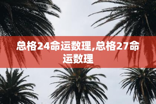 总格24命运数理,总格27命运数理