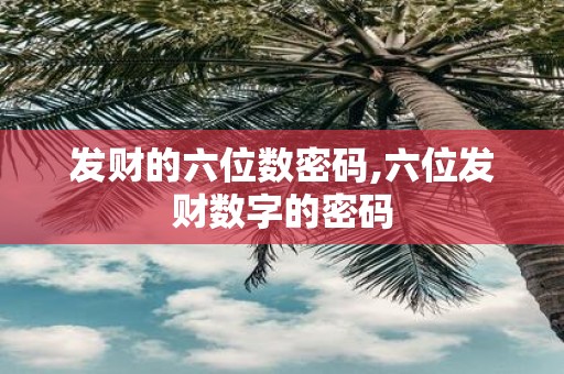 发财的六位数密码,六位发财数字的密码
