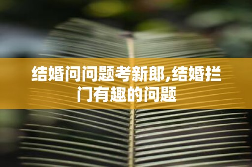 结婚问问题考新郎,结婚拦门有趣的问题